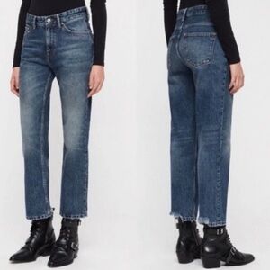 All Saints AVA - Straight - High Waist Jeans - Indigo Blue Med/Dark Sz 28 - NWOT